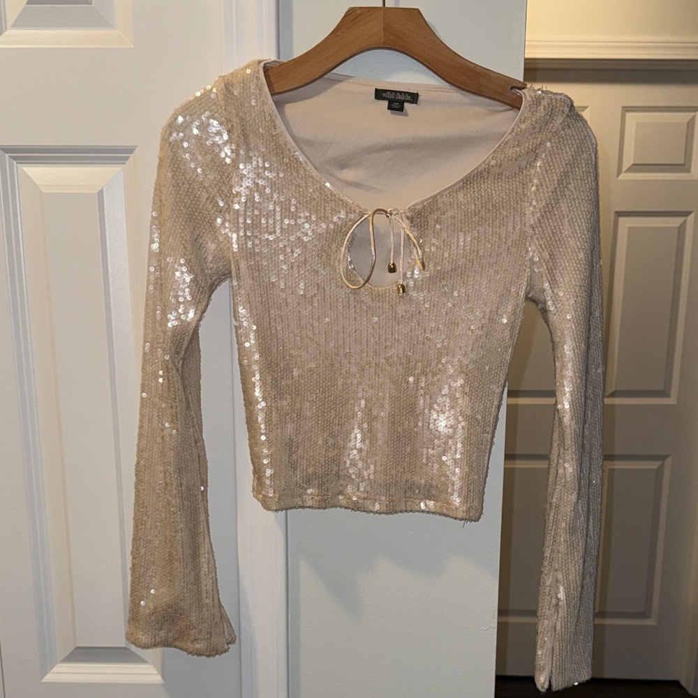 Sparkling Beige Sequin Blouse